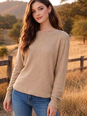 RE/DONE Tan Thermal Long Sleeve Shirt!